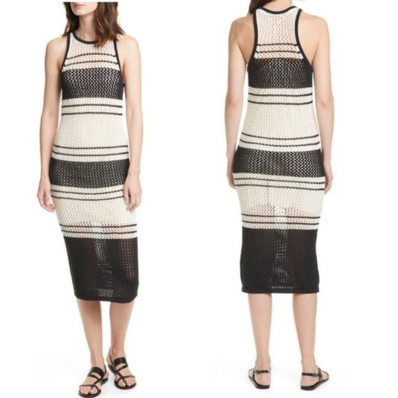 Frame Open Knit Striped Midi Dress Size XS - Picture 7 of 7